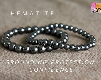 Hematite Bracelets Set | GROUNDING | PROTECTION | CONFIDENCE | Root Chakra Bracelets | Healing Gemstone Bracelet | Boho Jewelry | 6 or 8mm