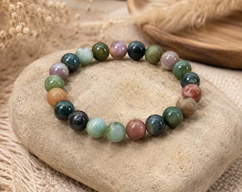 Indian Agate Bracelet | MEDITATION | ANTISTRESS | SERENITY | Patience | Stretchy Bracelet | Bohemian Gemstone Crystal Healing Jewelry | 8mm