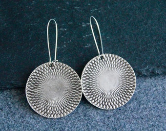 Silver Dangle Earrings | Handcrafted Hammered Charm Earrings | Antique Silver Metal Earrings | Bohemian Jewelry | Original Ethnic Jewelry