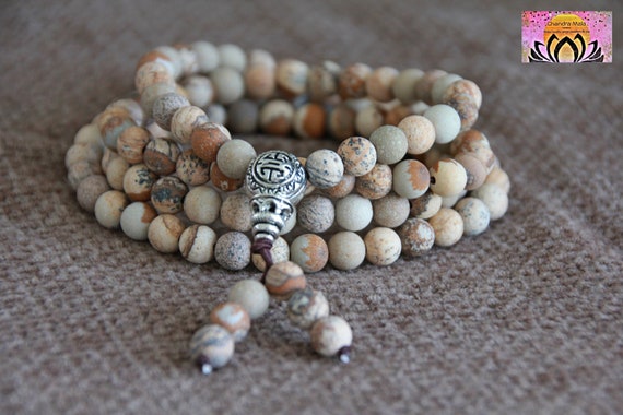 Picture Jasper Mala-108 Mala Beads-jasper Necklace-balancing