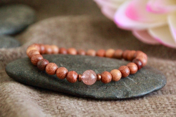 Rosewood Strawberry Quartz Bracelet GRACE/HARMONY/POSITIVITY