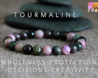 Tourmaline Bracelet | WHOLENESS | PROTECTION | UNDERSTANDING | Chakras Balancing Bracelet | Healing Bracelet | Boho Crystal Jewelry | 8mm