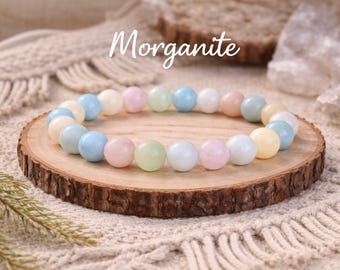 Morganite Bracelet | DIVINE LOVE/SPIRITUAL Growth/Confidence/Compassion | Heart Chakra Bracelet | Healing Bracelet | Boho Jewellery | 8mm
