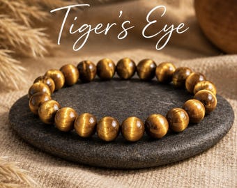Tigers Eye Bracelet | GROUNDING STABILISING PROTECTION | Gemstone Stretchy Bracelet | Crystal Healing Bracelet | 8mm or 10mm Beads