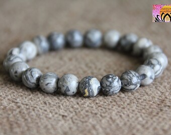 Picasso Jasper Bracelet | Yin Yang Energies | GROUNDING | OPTIMISM | Organic Gemstone Boho Bracelet | Root Chakra Healing | 6 or 8mm