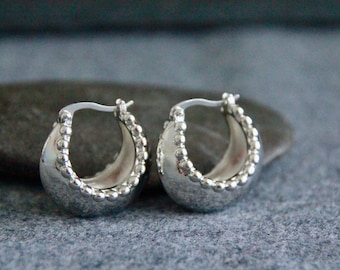 Silver Moon Hoop Earrings | Brass Earrings | 25x15mm | Bohemian Chic Ethnic Tribal Earrings | Boho Hoops | Platinum or Gold | Small Hoops