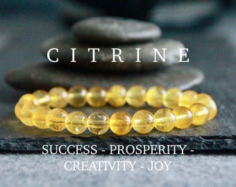 Citrine Bracelet | SUCCESS/PROSPERITY/CREATIVITY/Joy | Solar Plexus Chakra | Stretchy Gemstone Bracelet | Boho Jewelry | Crystal Healing