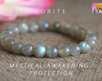 Labradorite Bracelet-MYSTICAL/AWAKENING/PROTECTION-Higher Chakras Bracelet-Healing Bracelet-Yoga Boho Gemstone Jewellery-Crystal Healing