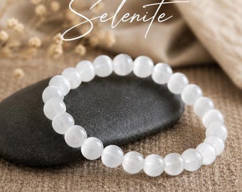 Selenite Bracelet | CALM SPIRITUALITY / Higher CONSCIOUSNESS | Mother's Gift | Natural Gemstone Bracelet |  | Crystal Healing