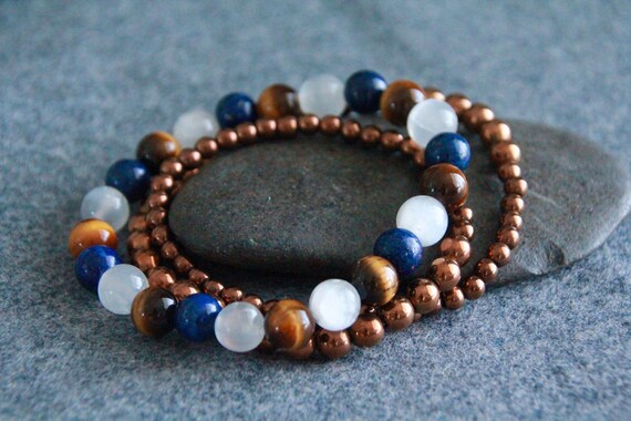 Bracciale Con Occhio Di Tigre Naturale Per Uomo E Donna - Pietre Autentiche Lucidate, Porta Fortuna E Amuleto Personale, Design Unisex