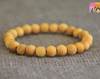 Cedar Wood Bracelet | Fragrant Cedarwood Stretchy Bracelet | Real Cedar Wood Bracelet | Natural Boho Jewelry | 8mm Wooden Beads Bracelet