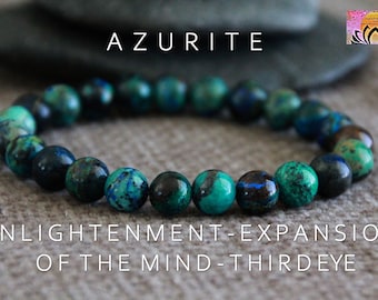 Azurite Bracelet | ENLIGHTENMENT | Mind EXPANSION | STRESS | Healing | Stretchy Natural Gemstone Bracelet | Crystal Jewelry | 8 mm 10mm