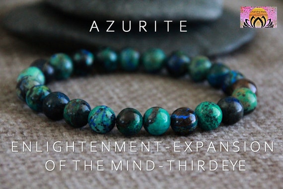 10mm Azurite Bracelet, Stretch Azurite Bracelet, Large Blue Green Bead  Bracelet - Etsy