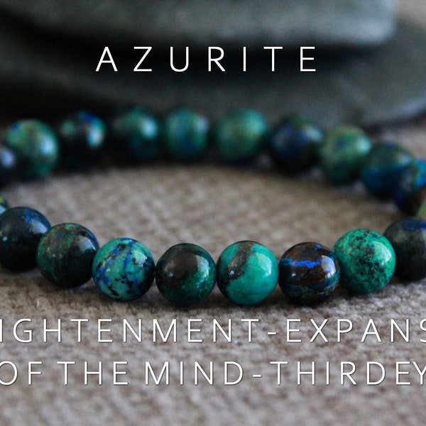 Azurite Bracelet-ENLIGHTENMENT/EXPANSION of the Mind/Stress/Healing-Stretchy Gemstone Bracelet-Quality Original Organic Natural Jewelry