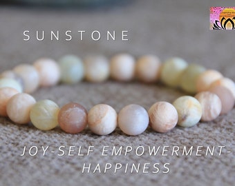 Sunstone Bracelet-JOY/Self EMPOWERMENT/HAPPINESS-Solar Plexus Chakra-Stretchy Gemstone Bracelet-Yoga Stacking Bracelet-Natural Jewellery
