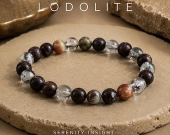 Lodolite Bracelet | Phantom Quartz | SERENITY INSIGHT MANIFESTATION | Menopause Pms | Natural Crystal | Boho Unisex Stretchy Bracelet | 8mm