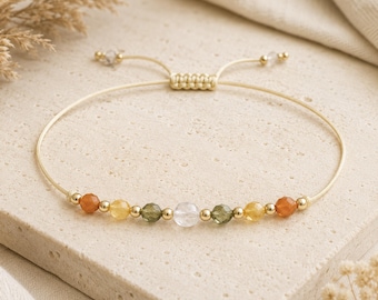 STAR SIGNS Bracelets | Zodiac Birthstones | Natural Gemstone | Boho Minimal Fine Bracelet | Adjustable Sliding Knot | 4.5mm | Pick Your Sign