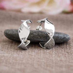 Chunky Twisted Hoops | Brass Earrings or Gold | Silver Half Hoops | Original C Shape Open Hoops | Studs | 25mm | 10mm Thick Wide | Boho Chic