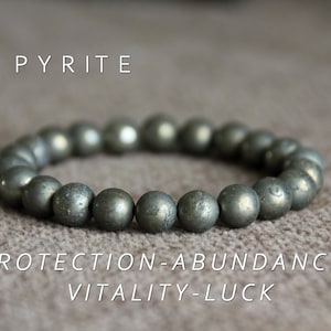 Pyrite Bracelet | PROTECTION | ABUNDANCE | VITALITY | Luck | 6mm | Gemstone Healing Bracelet-Boho Crystal Bracelet | Natural Jewelry