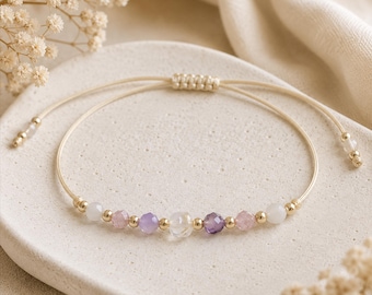 STAR SIGNS Bracelets | Zodiac Birthstones | Natural Gemstone | Boho Minimal Fine Bracelet | Adjustable Sliding Knot | 4.5mm | Pick Your Sign