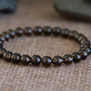 Pulsera de cuarzo ahumado-CENTRADO/ALCANZAMIENTO DE META/Pulsera de protección-Pulsera de apilamiento de yoga-Pulsera de piedras preciosas-Pulsera de tono natural orgánico imagen 8