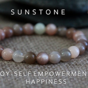 Sunstone Bracelet | JOY/Self EMPOWERMENT/HAPPINESS | Solar Plexus Chakra | Stretchy Gemstone Bracelet | Stacking Bracelet | Natural Jewelry