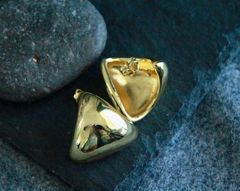 Statement Gold Studs | 18mm | 18k Gold Earrings | Or Silver | Minimalist Triangle Studs | Thick Chunky Gold Studs | Twist Triangle Earrings