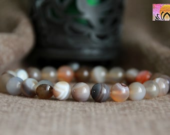 Botswana Agate Bracelet | QUIT Smoking | DEPRESSION | HARMONIZING | Stretchy Gemstone Healing Bracelet | Natural Crystal Organic Jewelry