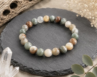 Moss Agate Bracelet | OPTIMISM | New START | RECOVERY | Birthing Crystal | Gemstone Bracelet | Natural Healing Stone Bracelet | 8mm or 10mm