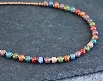 Colourful Ceramic Necklace | Choker | Choose Length | Boho Beaded Necklace | Short Necklace | Statement Necklace | Original Handmade Jewelry