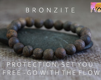 Bronzite Bracelet | PROTECTION | Set yourself FREE | GO with Flow | Matte Gemstone Stretchy Bracelet | Natural Organic Stone Boho Jewellery