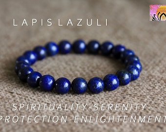 Lapis Lazuli Bracelet | SPIRITUALITY/SERENITY/PROTECTION/Enlightenment | Lapis Stretchy Bracelet | Crystal Healing | Amulet | Boho Bracelet