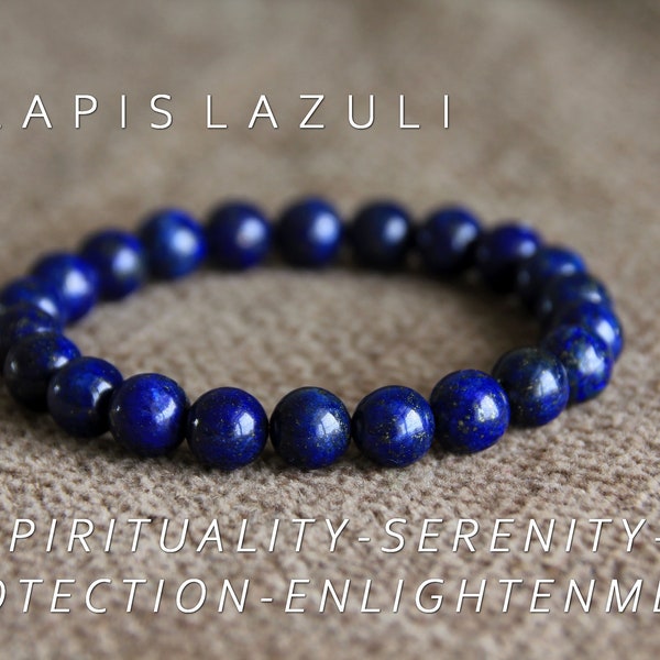 Bracelet en lapis-lazuli-SPIRITUALITÉ/SÉRÉNITÉ/PROTECTION/Illumination-Bracelet extensible en lapis-Cristal guérisseur-Amulette-Bracelet yoga bohème