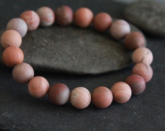 Petrified Wood Bracelet | 10mm | Deep ROOT/ANXIETY/PANIC/Security | Natural Gemstone Stretchy Bracelet | Organic Earthly Original Creation
