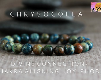Chrysocolla Bracelet | DIVINE Connection/CHAKRA Aligning/Joy/Phobia | Stretchy Gemstone Bracelet | Quality Original Organic Natural Jewelry