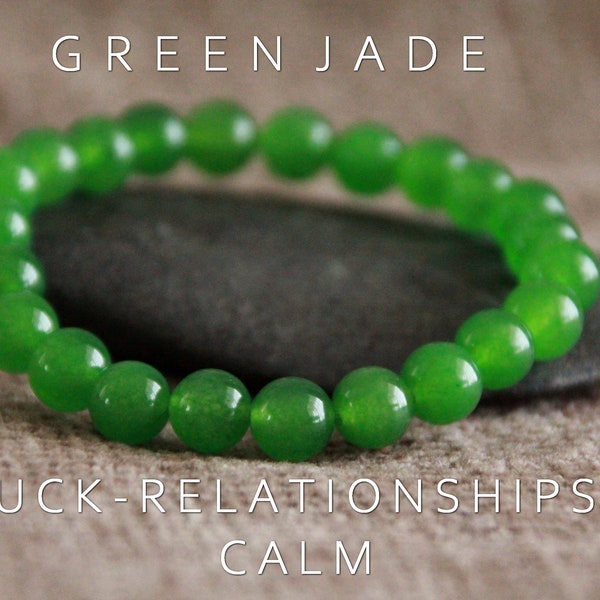 Green Jade Bracelet-Qinghai Jade-CALMING/RELATIONSHIP Help/LUCK-Heart Chakra-Healing Gemstone Bracelet-Stacking Bracelet-Natural Jewelry