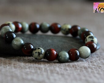 Dalmatian Stone | Eagle Eye Stone | Red Tiger Eye Bracelet | PROTECTION | RELAXING | MOTIVATION | Gemstone Crystal Stretchy Bracelet | 8mm