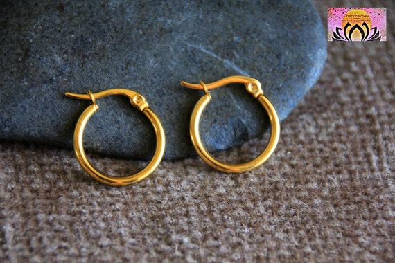 15mm Small Golden Hoop Earrings hypoallergenic Earrings tiny