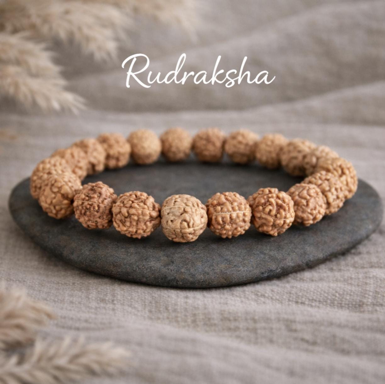 thumbnail image 2 of Premium 5 Mukhi Rudraksha Bead Bracelet – Yoga & Hindu Meditation Wrist Band (Made In UK) 2 of 5