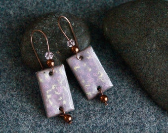 ONLY ONE | Original Lilac Enamel Earrings | Handmade Charm Earrings | Enamel on Copper | Light Puple Earrings | Boho Jewelry | Unique Piece