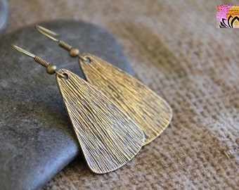 Bronze Earrings | Antique Bronze | Hammered Bronze Dangle Earrings | Metal Earrings | Bohemian Ethnic Jewellery | Large Dangle Earrings