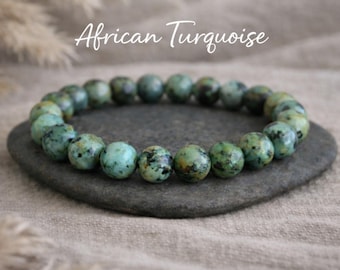 African Turquoise Bracelet | EVOLUTION | NEW PERCEPTIONS | Natural Organic Jewelry | Boho Gemstone Bracelet | Crystal Healing | Unisex | 8mm