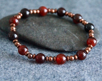 Carnelian + Copper Bracelet | CREATIVITY | COURAGE | REMOVES Fear Jealousy Anger Sadness | Root Sacral Chakras | Gemstone Healing Bracelet