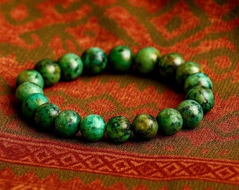 African Turquoise Bracelet | EVOLUTION/NEW PERCEPTIONS | Natural Organic Jewelry | Ethnic Boho Gemstone Bracelet | Crystal Healing | Unisex