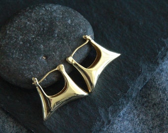 Chunky Square Hoops | Gold or Platinum | 19x15mm | Thick Earrings | Boho Minimalist Earrings | Original Unique Hoops | Cadmium Nickel Free
