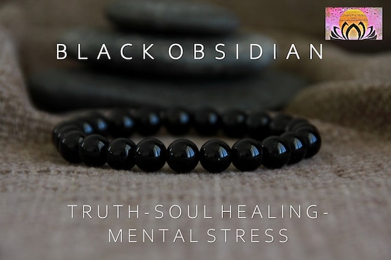 Etsy obsidian bracelet deals