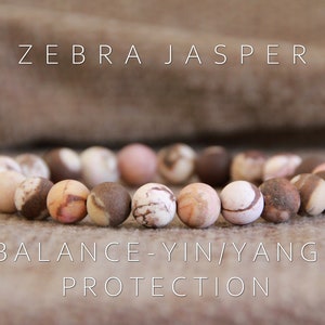 Zebra Jasper Bracelet-BALANCING/Yin YANG/PROTECTION-Organic Jewellery-Chakra Healing Bracelet-Boho Gemstone Bracelet-Matte Jasper