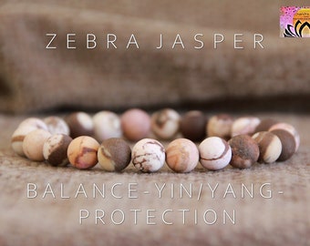 Zebra Jasper Bracelet-BALANCING/Yin YANG/PROTECTION-Organic Jewellery-Chakra Healing Bracelet-Boho Gemstone Bracelet-Matte Jasper