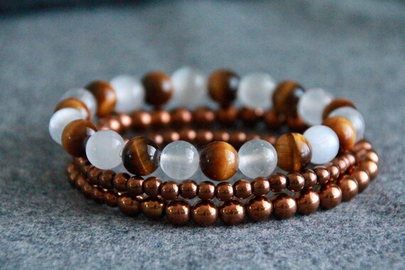 Bracciale con occhio di tigre naturale per donna e uomo | Rafforza