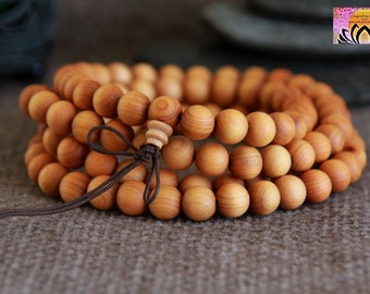 Natural Red Cedar Mala-Authentic Fragrant Cedarwood Mala Beads-108 Mala Beads-Energised-Yoga Meditation Tool-Long Necklace-Wooden Beads Mala